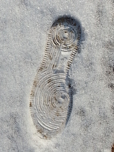 footprint, snow, shoe, white, outline