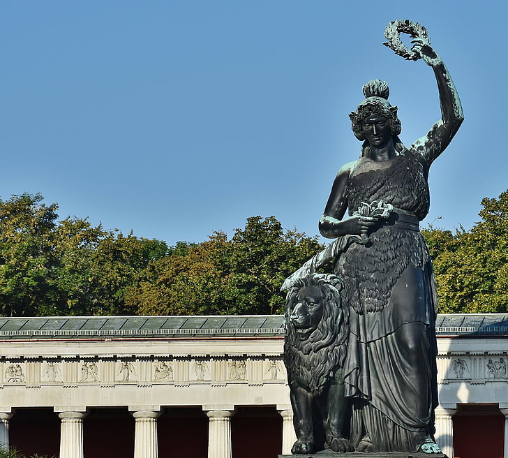 Bayern, Theresienwiese, München, Statue, Kunst, Denkmal