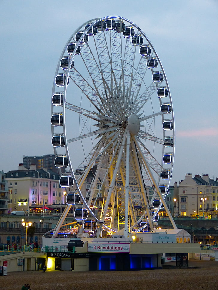 Brighton, Inglaterra, Sussex, luz, roda gigante