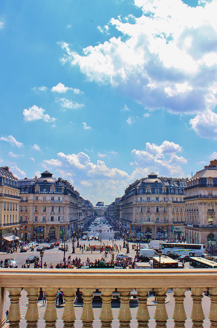 Opera, Garnier, teater, Paris, Prancis, pemandangan dari balkon