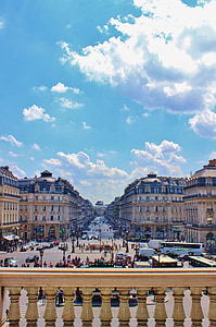 Opera, Garnier, Teater, Paris, Frankrike, utsikt från balkongen
