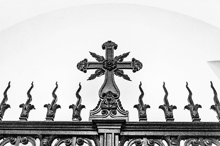 porte décorative, Croix, porte, décoratifs, entrée, Église, architecture