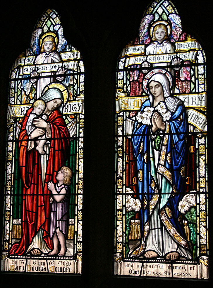 St mary, vidrieras, caridad, Memorial, altar, ventana, cristiano
