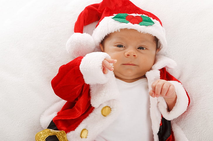 очарователни, бебе, празник, дете, Коледа, Сладък, Щастлив