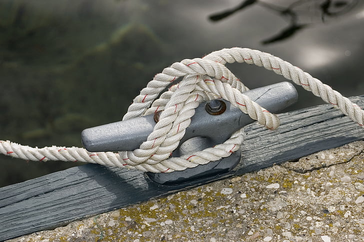 rope, cleat, dock, knot, pier, mooring, tie