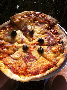 pica, makaronu izstrādājumi, Italia, pusdienas, olīvas, siers, Che