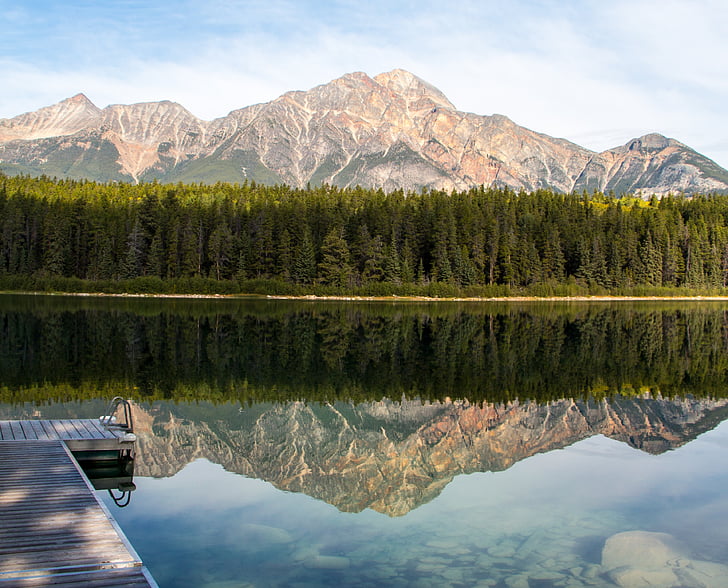 Patricia lake, sjön, reflektion, Mountain, Jasper, Kanada, Park