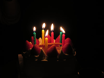 rojstni dan sveče, torto, temno, plameni, ljubko, praznovanje, dogodek
