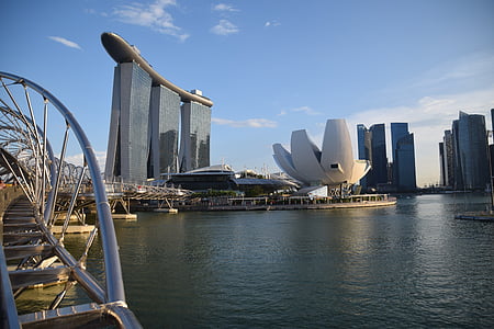Singapore, Helix bridge, Marina bay