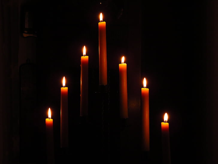 espelmes, candeler, Espelma de cera, flama, foscor, cremar, romàntic