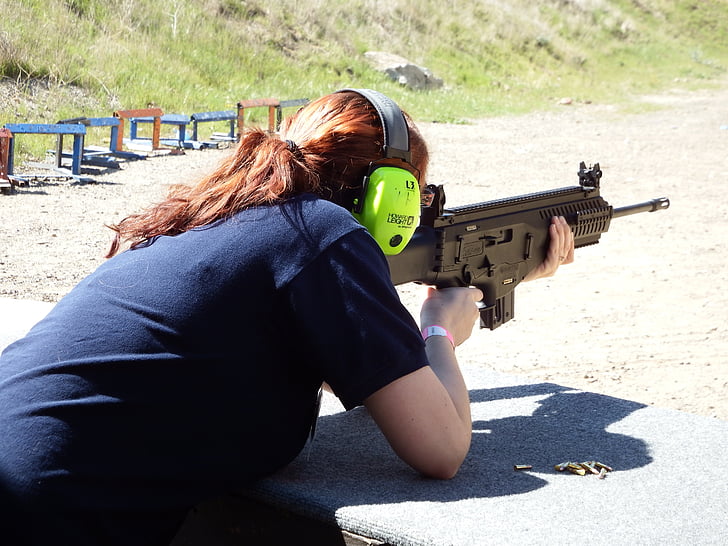shooting, woman, shoot, gun, rifle, outdoor, firearm