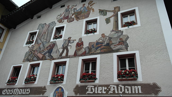 Lüftlmalerei, fasády, malba, fresky, Horní Bavorsko, umělecká forma, fasáda