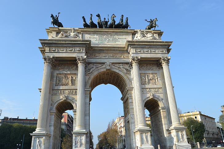 Italia, Milan, Sempione park, lengkungan kemenangan, Arch perdamaian, perkotaan, Napoleon