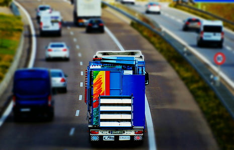 đường cao tốc, xe tải, lưu lượng truy cập, Tilt shift