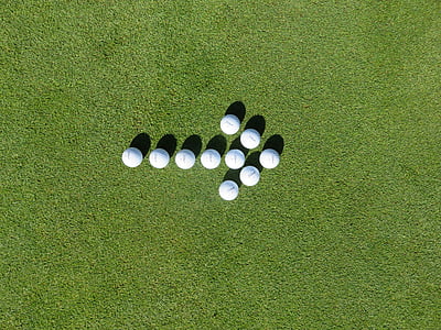 golf, arrow, golf ball, direction indicator, direction, right, balls