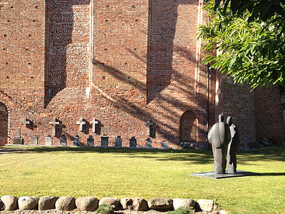 Ribnitz ultrasônicos, Mosteiro, Parque, escultura, pátio, sombra, Figura