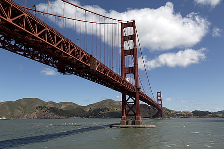 bridge, golden gate, towers, san francisco, bay, water, california