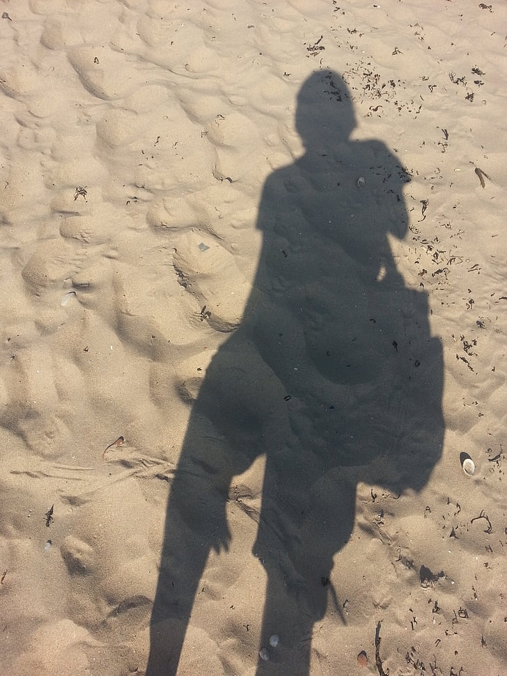 тінь, пляж, НД, пісок, люди