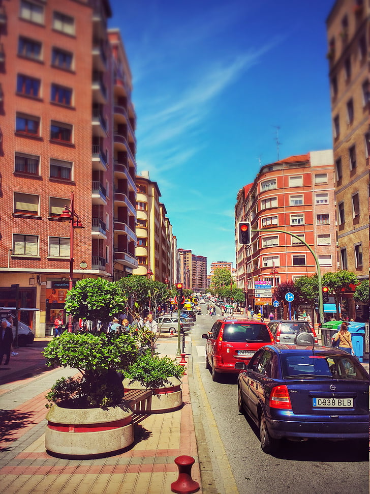 Barakaldo, Vizcaya, euskadi, con đường, Street, xe ô tô, Trung tâm thành phố
