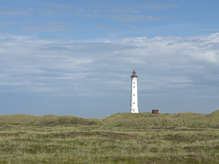 маяк, Північне море, Данія, Острів, Зільт, небо, узбережжя
