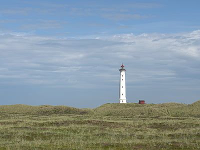 Lighthouse, Põhjamere, Taani, Island, Sylt, taevas, rannikul