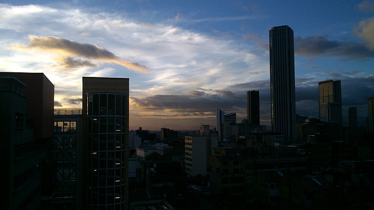 Şehir, manzara, günbatımı, şehir merkezinde, gökyüzü, Kentsel, Bogotá