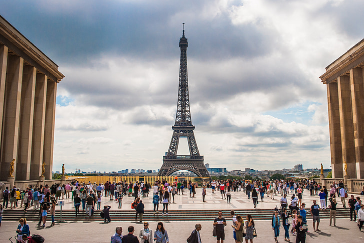 Francija, Paris, kvadrāts, kolonnas, Eifeļa tornis, Paris - France, slavena vieta