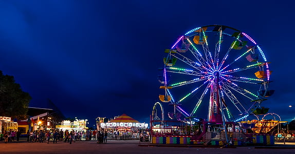 Wyoming, State fair, rides, natt, kveld, lys, glød