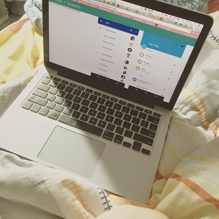 bedsheet, браузер, сучасні, відображення, клавіатура, ноутбук, екран