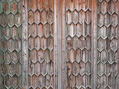 dvere, staré, drevo, intarzie, opotrebované, pozadie, textúra