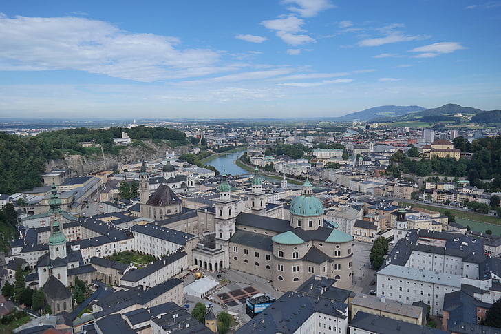 Salzburg, Kota salzburg, pemandangan kota, Pusat kota, Outlook, kota tua, Landmark