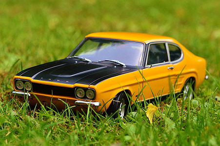 Capri, Automático, modelo, Oldtimer, veículos, modelo de carro, amarelo