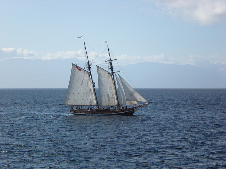 schooner, sailing, sea