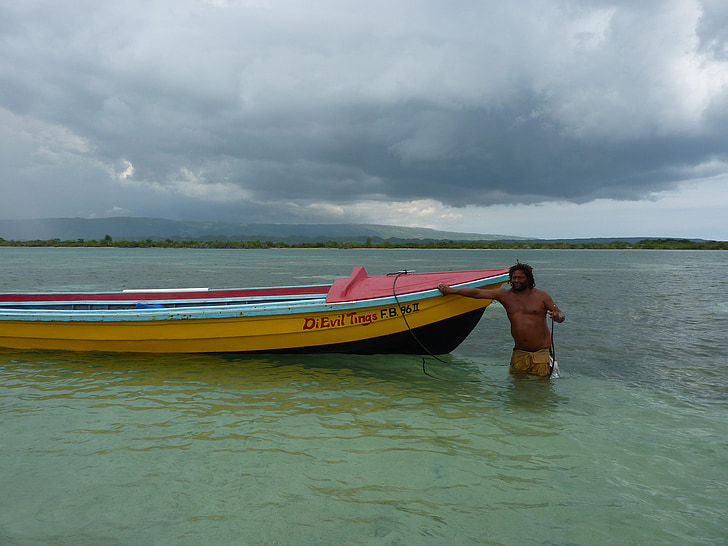 Jamaica, strand, boot, nautische vaartuig, zee, natuur, mensen