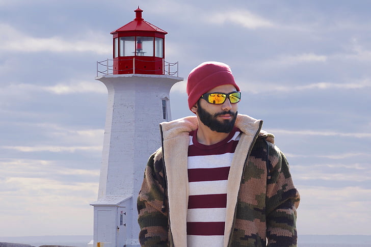 portrait by the lighthouse, hipster, trendy, port, fashion, lifestyle, young