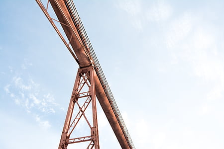 oranžová, ocel, zarámovaný, Most, Podpora, Fotografie, Délka dne