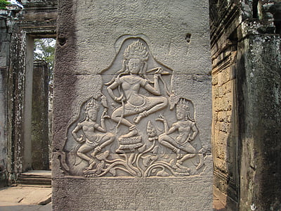 Kambodža, Wu v angkor wat, vklesan v kamen