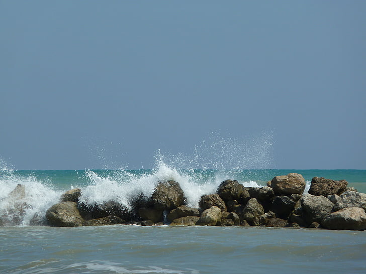 волна, мне?, океан, Волнорез, камни, Природа, Береговая линия