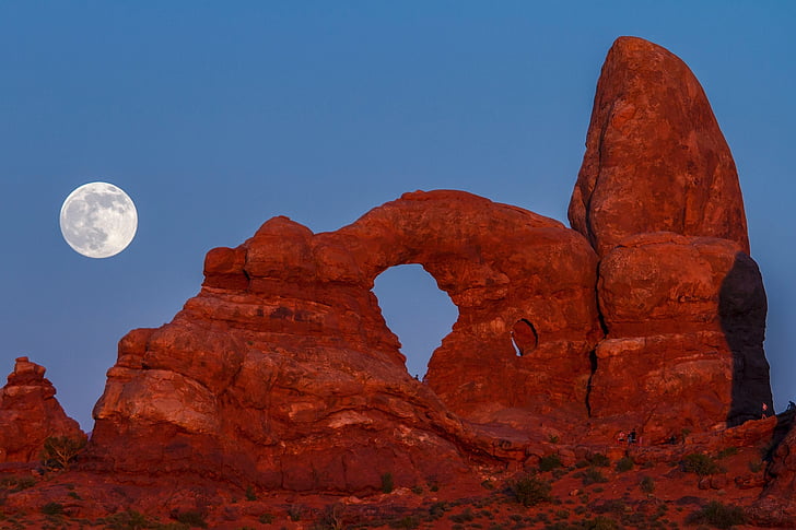torn arch, Super moon, natt, sandsten, geologi, landskap, natursköna