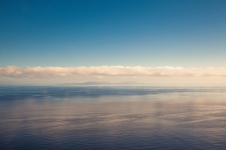 tělo, voda, modrá, obloha, oceán, Já?, Horizont