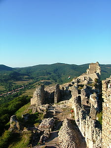 Κάστρο, ερείπια του κάστρου, δάσος, ουρανός, φύση, πέτρες, Zemplén-hg