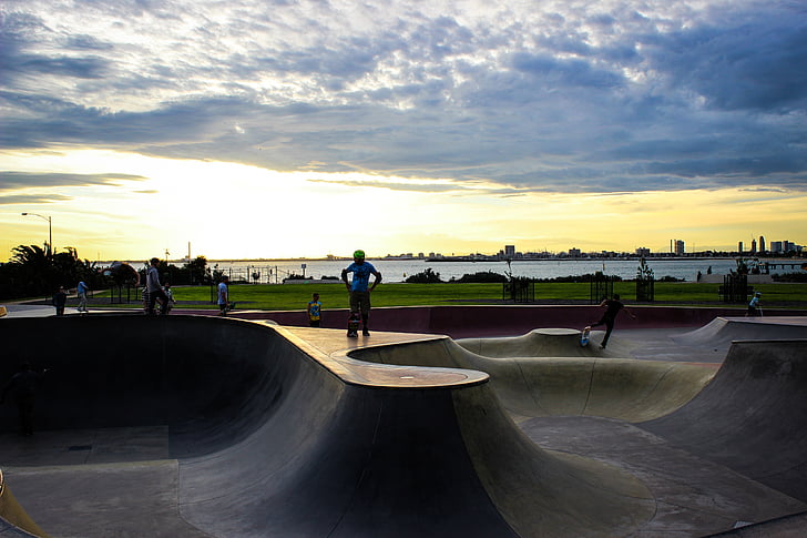 Park, Board, Sonnenuntergang