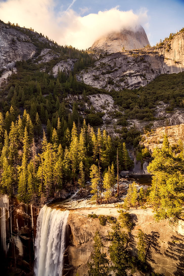 Yosemite, kansallispuisto, California, maisema, vuoret, Matkailu, taivas