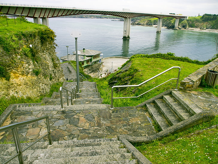 escadas, ponte, Ribadeo mar lugo