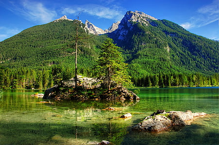 Hintersee, Ramsau, Bavaria, Gornje Bavarske, Berchtesgaden, planine, jezero
