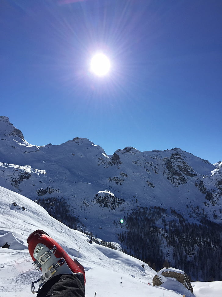 solar, Inverno, Alpes, céu azul
