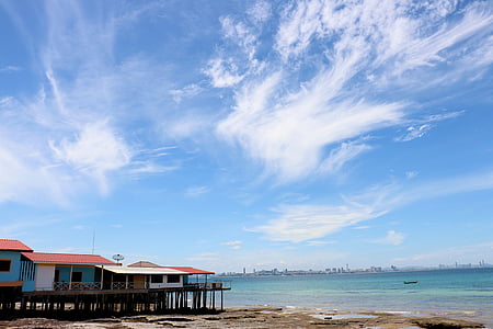 Tajlandia, kolan, Plaża, niebo, chmury, morze, Latem