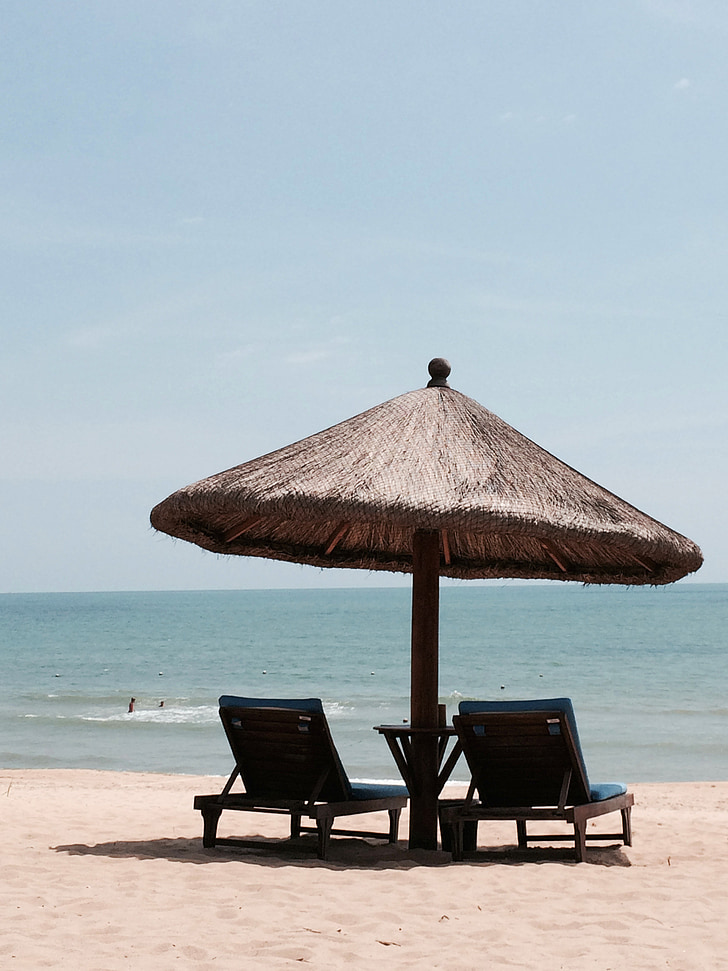 Bãi biển, cảnh, Sun visor, ghế, nước biển, tôi à?, kỳ nghỉ