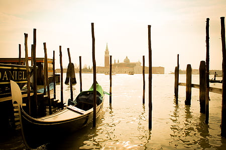 Venezia, paisaje, Seppia, Italia, viajes, góndola, Monumento