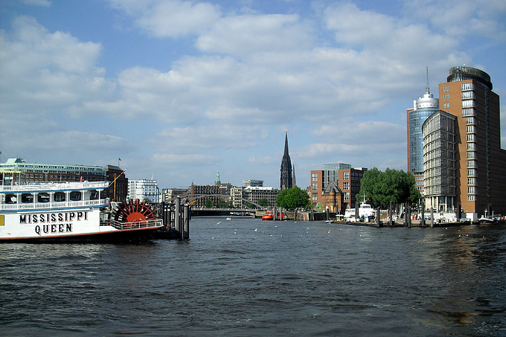 Hamburg, miasto portowe, Elbe, Port wycieczkowy, Missisippi królowej, statek, statek pasażerski